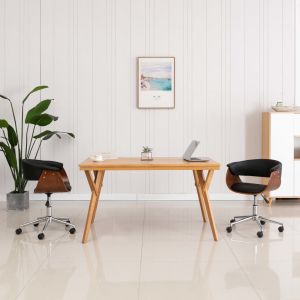 VidaXL Chaise pivotante de bureau Noir Bois courbé et similicuir