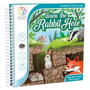 SmartGames Down the Rabbit Hole, Magnetic Puzzle Game with 48 Challenges, 5+ Years