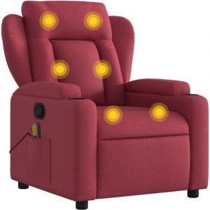 VidaXL Fauteuil de massage inclinable Rouge bordeaux Tissu