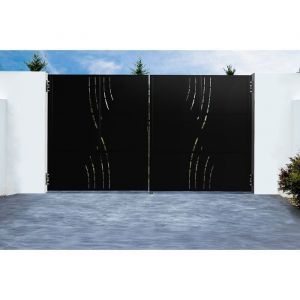 Casanoov - Portail acier battant 3,5m nali veleta H.200cm noir mat