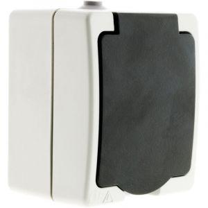 Zenitech Prise Aquae étanche en saillie 16A 2P+T IP54 - Blanc et Noir