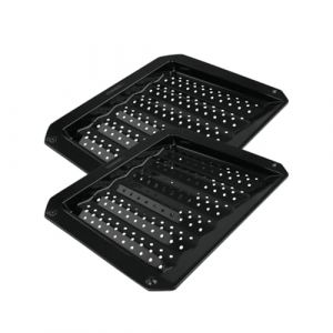 FM Professional 9349550 Lot de 2 Plaques ondulée pour barbecue ou four, plat four, plaque four, plat barbecue, Acier, Email, 38 x 33 cm