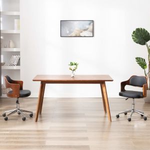 VidaXL Chaise Pivotante à Dîner Bois Courbé et Similicuir Noir 1 pc Modèle 3