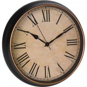 Image de Wadiga Horloge murale ronde noir et doré - 35x5cm