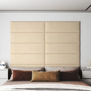 VidaXL Panneaux muraux 12 pcs Crème 90x30 cm Tissu 3,24 m²