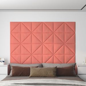 VidaXL Panneaux muraux 12 pcs Rose 30x30 cm Velours 1,08 m² Rose