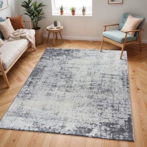 Tapis Abstrait Moderne Gris/Blanc 160x215