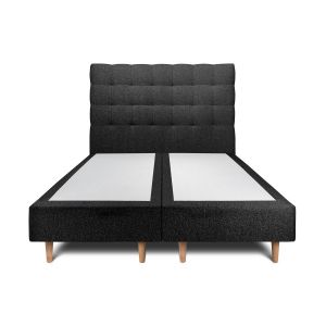 Lit avec tête de lit capitonnee et sommier tapissier Noir 2x80x200