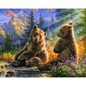 Figured'Art Peinture par Num&eacute;ro Adulte Couple d'ours - Activit&eacute; Manuelle Kit de Loisir Cr&eacute;atif DIY Num&eacute;ro d'Art Complet - 40x50cm sans ch&acirc;ssis en bois