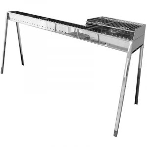 Barbecue &agrave; charbon 120 cm Milano Grill 80 + 40 Plus (120 cm) en acier inoxydable miroir