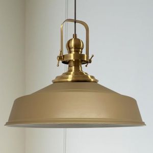 Bamyum - Suspension Industrielle en Métal Beige Peint à la Main – Lustre Vintage E27 Ø41 cm pour Salon, Chambre ou Salle à Manger