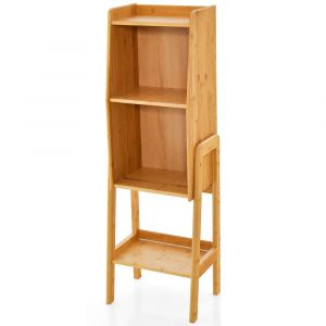 Bibliothèque étagère rangement en bambou meuble case compartiment cube pieds bords surélevés 26,5 x 37 x 113 cm bambou naturel 20_0001948