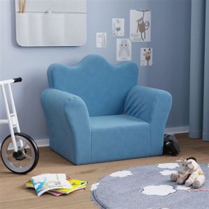 VidaXL Canap&eacute; pour enfants bleu peluche douce