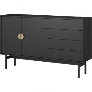 Buffet 2 portes et 4 tiroirs noir 154 cm