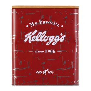 Image de Kellogg's Boîte vintage en métal couvercle en bois Kelloggs rouge - Rouge