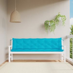 VidaXL Coussins de banc de jardin lot de 2 turquoise 200x50x7 cm tissu