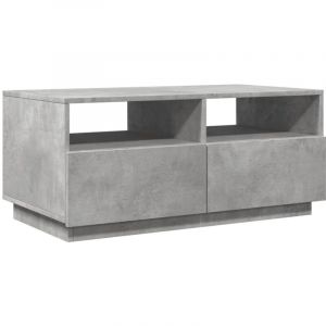 VidaXL Table Basse avec Lumières LED, Table d'Appoint avec Tiroirs, Bout de Canapé, Meuble de Salon Salle de Séjour, Moderne, Gris Béton