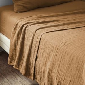 Drap plat gaze de coton uni 240x300 cm