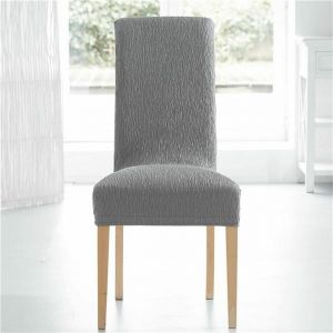 Housse de chaise extensible tissage en relief - gris clair