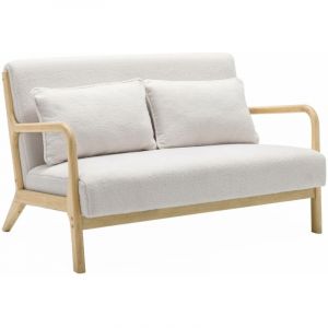 Alice's Garden Banquette 2 places scandinave en bois et tissu bouclette. Lorens. L 124 x P 83 x H 77cm