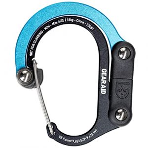 Gear Aid HEROCLIP Mousqueton et Crochet (Mini) pour Voyage, Bagages, et Petits Sacs, Noir et Bleu