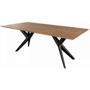 Massivmoebel24 - Table à manger 160x90 Acacia laqué Bois naturel / Anthracite mat swiss edge 11