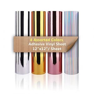 4 Pack Feuilles de Vinyle Chromée Métallique - 4 Couleurs Permanent Film Autocollant Auto-Adhésif 30,5x30,5cm