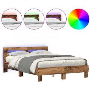 VidaXL Cadre de lit Bois ancien 140 x 190 cm Bois d'ingénierie