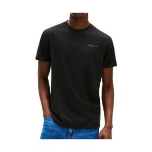 Tommy Jeans T-Shirt Manches Courtes Homme Linear Chest Tee Slim Fit, Noir (Black), M