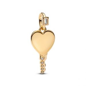 Pandora Pendentif Cl&eacute; C?ur Gravable Dor&eacute;