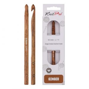 Knitpro 31250 Ginger Aiguille &agrave; Crochet en Bois Naturel/Marron 8 mm, Natur/Braun