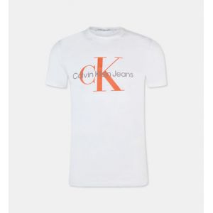 Calvin Klein T-shirt ajusté coton bio monogramme et signature Blanc Jeans