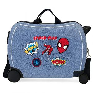 Image de Spiderman Denim Valise pour Enfant Bleu 50 x 38 x 20 cm Rigide ABS Fermeture à Combinaison latérale 34 l 1,8 kg 4 Roues Équipement à Main