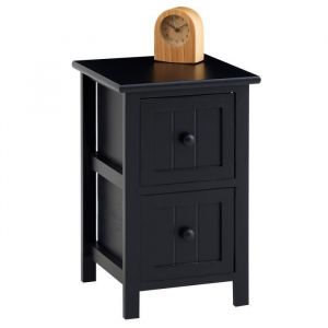 Idimex Table de chevet TREYA avec 2 tiroirs en bois lasuré noir