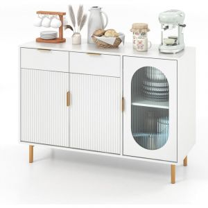 Buffet de Cuisine à 2 Tiroirs et 3 Portes Armoire de Rangement Style Moderne avec Dispositif Anti basculement