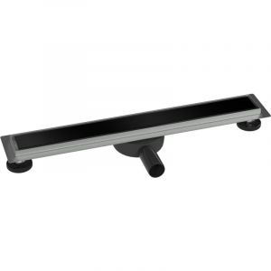 Bernstein Caniveau de douche à l'italienne Acier inox avec Siphon évacuation, Drain de cabine de douche Filtre anti-odeurs - FlexGL01-3 - Verre noir - Taille