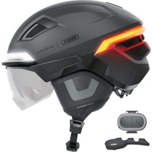 Abus Casque de vélo HYP-E B.Lace - avec feu Avant, arrière et Clignotant Ainsi Que feu Stop activé sans Fil - avec visière et Cache-Oreilles - pour vélo, vélo électrique et S-Pedelec