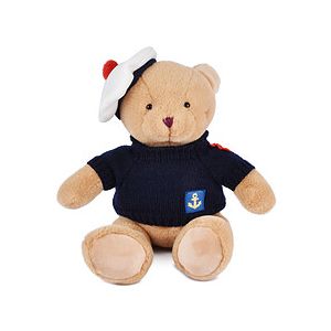 Image de Doudou et Compagnie Peluche Ours Marin Pull Bleu avec Béret - 28 cm - Doudou Peluche Marinière pour Enfants - Souvenir France Marin - Idée Cadeau Naissance pour Filles et Garçons - SP4539