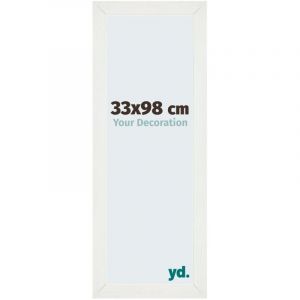Yd. - Your Decoration - 33x98 cm - Cadres Photo en mdf Avec Verre acrylique - Anti-Reflet - Excellente Qualité - Blanc Patiné - Cadre Decoration