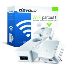 Devolo 9639 - Pack de 2 Adaptateurs CPL dLAN 550 WiFi sans prise gigogne (x2)