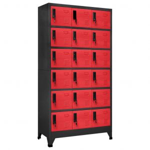 Image de VidaXL Armoire &agrave; Casiers Acier Anthracite et Rouge 90x40x180 cm - Anthracite