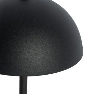 Qazqa Lampe de table d'extérieur en forme de champignon noire rechargeable à intensité variable 3 niveaux - Keira