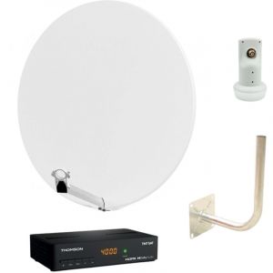 Hdsat Pack parabole satellite fibre blanche 85 cm lnb single décodeur satellite hd tnt
