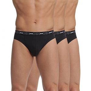 DIM Slip Homme Coton Stretch Confort x3, Gris Plomb/Rouge Chili/Noir, 3XL