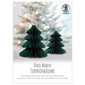 Ursus 24290002F - Décoration Sapins en nid d'abeille, Boule en nid d'abeille Décoration de Noël, 2 pièces de Tailles différentes, Vert, à Suspendre ou à Poser