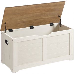 Coffre de Rangement, Banc à Chaussures, avec 2 Charnières de Sécurité, Imitation Grange, 40 x 100 x 46 cm, pour Entrée, Couloir, Chambre, Salon,