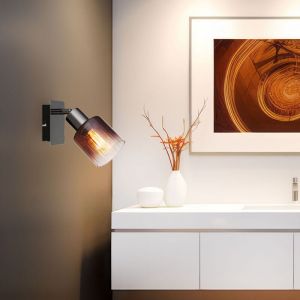 Globo Lighting Applique applique murale lampe de salon cuivre 1 flamme verre orientable H 16 cm