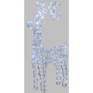 Lotti Renne lumineux 3D cristaux acrylique H90CM 200 led blanc froid fixe ext&eacute;rieur professionnel 24V