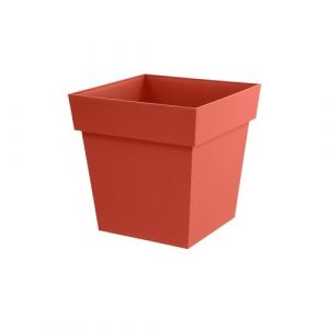 Eda Plastiques Pot de Fleur Carr&eacute; Toscane 32 cm - Volume 22 L - 32 x 32 x 32 cm - Orange Terre Battue