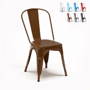 Ahd Amazing Home Design Chaise Tolix industrielle en acier et m&eacute;tal pour cuisine et bars Steel One, Couleur: Marron